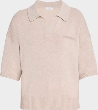 PESERICO Punto Luce Wool-Cashmere Polo Sweater