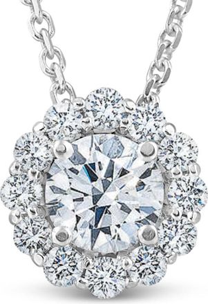 Pompeii3 1 1/2Ct Diamond (1ct center) Halo Pendant 14k White Gold Necklace