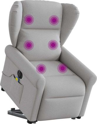 vidaXL Sill&oacute;n De Masaje El&eacute;ctrico Reclinable Elevable Tela Gris Nube Vidaxl