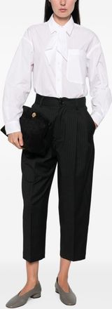 Nicholson & Nicholson Pussy-Bow Cotton Blouse - White