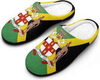 Generic Flag of Jamaican Fashion Cotton Slippers for Women Memory Foam House Slippers Non-Slip House Bedroom Shoes