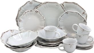 Elama Fleur De Lys 20-Piece Dinnerware Set, Service for 4