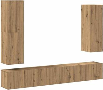 vidaXL Vidaxl - Mueble para tv de pared madera contrachapada artesanal 4 piezas