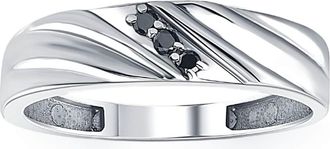 Pompeii3 Black Diamond Ring Mens 14k White Gold