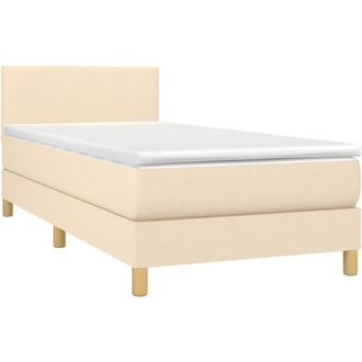 vidaXL Cama Box Spring Colch&oacute;n Y Luces Led Tela Crema 80x200 Cm Vidaxl