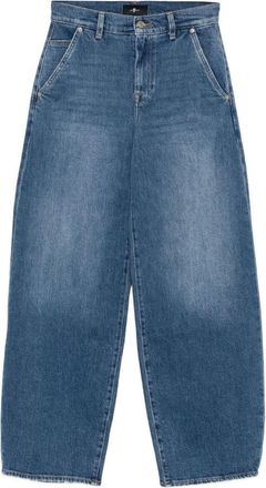 Seven 7 Wide-Leg High-Waisted Denim Jeans With Frayed Hem