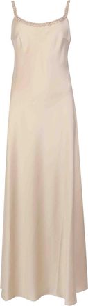 D.exterior Long satin dress with ivory sequin detail