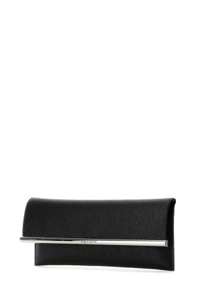 Alexander McQueen Womens Black Leather Cross B-Long Clutch Blacksilver