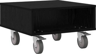 vidaXL Mesa Lateral Con Ruedas Roble Negro 50,5 X 50 X 30 Cm Vidaxl