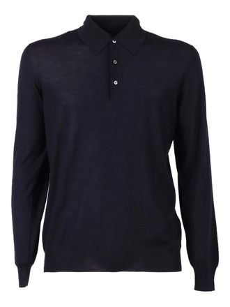 Fedeli long-sleeve polo shirt - men - Virgin Wool - 50 - Blue