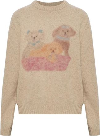 Carne Bollente Crew Neck Sweater - Dames - Ronde hals truien - Beige - XS - Wol - Truien & Vesten