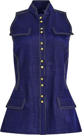 Rosie Assoulin ridged buttoned vest - Blu