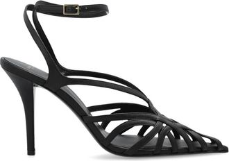 Balmain Gladler van glad leer - Dames - Sandalen met hakken - Zwart - 38 1/2 EU - Leer - Schoenen