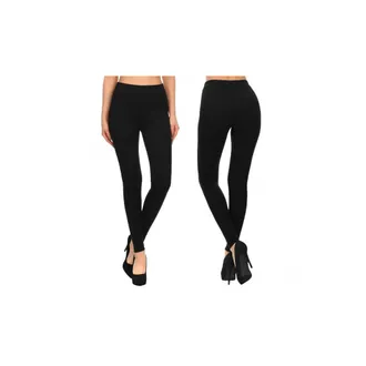 Trade Shop Trade Shop - Bm03 Leggings Da Donna In Cotone Elasticizzato Colori Alla Moda Grigio Nero Blu - Negro