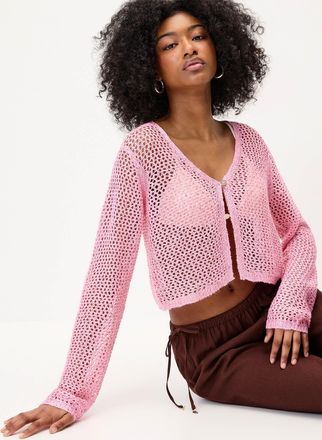 Twik Womens Shimmering openwork Cardigan Sweater