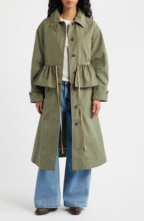 Damson Madder Myrtle Water Repellent Convertible Trench Coat in Sage at Nordstrom, Size 16 Us
