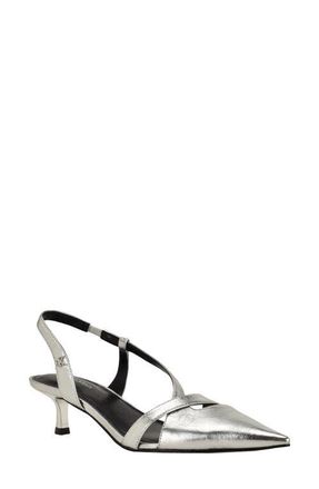 Calvin Klein Arlanna Slingback Pointed Toe Kitten Heel Pump in Silver Metallic at Nordstrom, Size 6.5