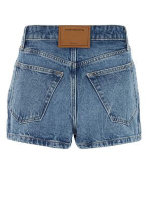 Alexander Wang Womens Denim Shorts Vintagemarbledblue Exterior: Cotton Gonne Skirt