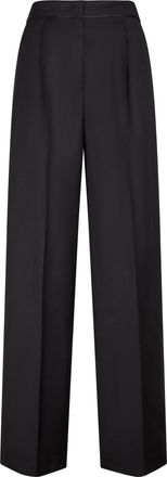 Forte_Forte High-Waisted Grain De Poudre Trousers with Wide-Leg Silhouette