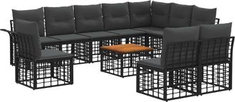 vidaXL Conjunto De Sof&aacute;s De Exterior 11 Uds. Negro Y Gris Oscuro Vidaxl