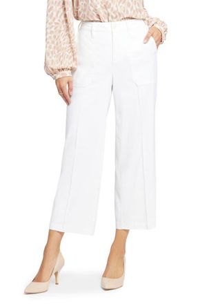 NYDJ Wide Leg Crop Linen Blend Pants in Optic White at Nordstrom, Size 18P