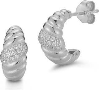 Glaze Jewelry Pav&eacute; Cubic Zirconia Twisted Huggie Hoop Earrings in Silver at Nordstrom Rack