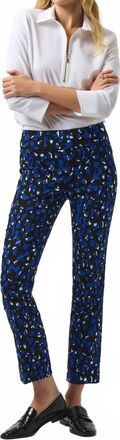 Joseph Ribkoff Patterned Mid-Rise Trousers In Black/royal Sapphire
