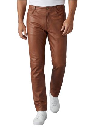Infinity Leather Mens Tan Lamb Leather 501 Biker Jeans - Legacy