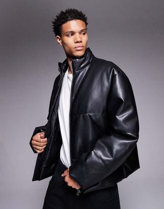 Asos Piumino in pelle sintetica nero