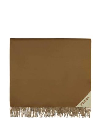 Prada Coperta con frange e logo - Marrone