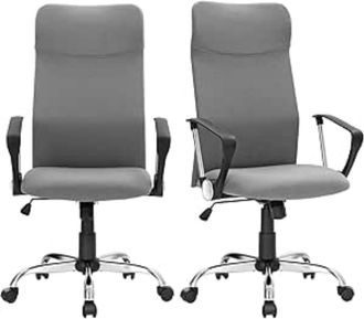 Songmics 2 sillas de oficina ergon&oacute;mica giratoria de tela de color gris