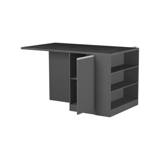 Dmora Isla de cocina imitaci&oacute;n madera antracita, pizarra 160x90h90 cm