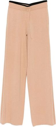 Pinko Wide-Leg Beige Trousers With Elastic Waistband And Drawstring