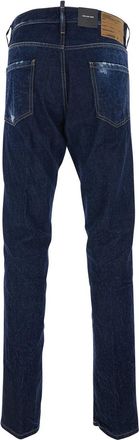 Dsquared2 Mens Blue Jeans With Logo Patch And Ripped Details Denim
