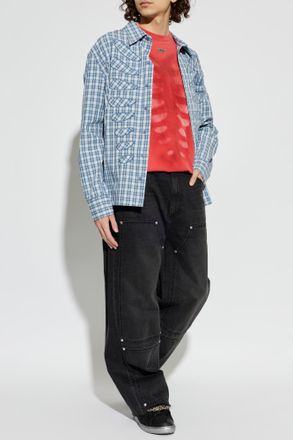 Avavav Checked Pattern Shirt, Mens, Blue