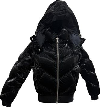Cordova Niseko Quilted Hooded Down Ski Jacket in Black Polyurethane
