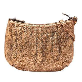 Bottega Veneta Pre-owned Woven Metallic Crossbody - Dames - Vintage Schoudertas - Bruin - ONE Size - Leer - Vintage