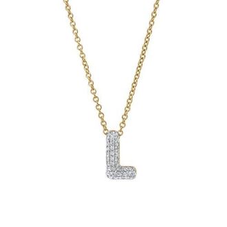 LuvMyJewelry Small Bubble Initial Letter 14K Yellow Gold Diamond Pendant Necklace in Gold L at Nordstrom