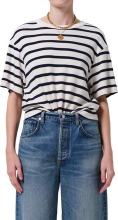 Citizens Of Humanity Goldie Stripe Relaxed Fit T-Shirt in Azure Stripe at Nordstrom, Size X-Large