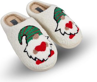 TOSH Ladies Mule Slippers Happy Face Smile Warm Lined Cushioned Padded Flat Slip Ons (Gonk, UK Footwear Size System, Adult, Women, Numeric, Medium, 3)