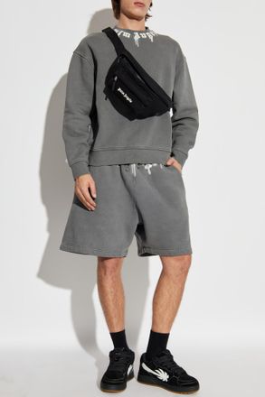Palm Angels Sweatshirt With Printed Logo, Mens, Grey
