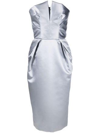Maison Margiela Cintzed satijnen midi-jurk - Blauw