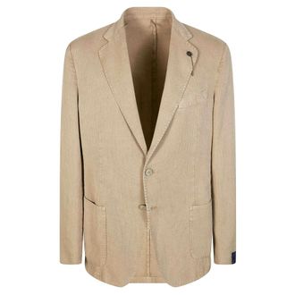 Santaniello Giacca Lino Ramie - Heren - Blazers - Beige - 2XL - Linnen - Jassen