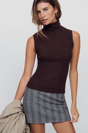 Reformation Colbie Knit Turtle-Neck Tank Top