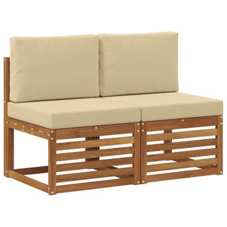 vidaXL 2 Pieza Sof&aacute; Intermedio De Exterior Madera De Acacia S&oacute;lida Vidaxl