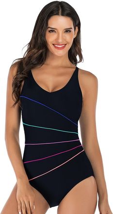 Generic Womens Vintage Padded Push up One Piece Swimsuits Tummy Control Swimsuit Swimwear Women Monokinis Halter Black