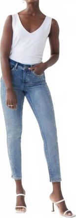 Joseph Ribkoff Rhinestone Denim Pant In Blue