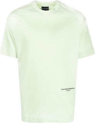 Emporio Armani logo-print cotton T-shirt - men - Cotton - M - Green
