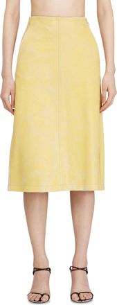 Diesel Midi pencil skirt in cracked leather - Skirts - Woman - Yellow
