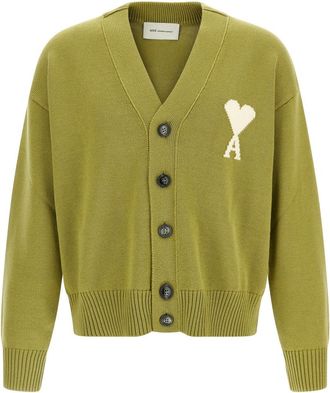 Ami Green Ami De Coeur Cardigan
